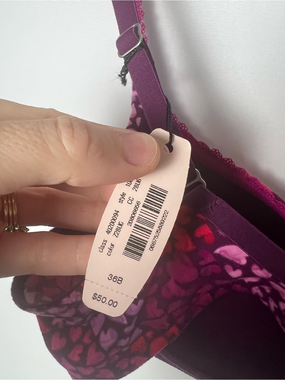 Victoria’s Secret NWT Body By Victoria Lined Demi Bra Heart Print Pink Red 36B - Picture 6 of 7